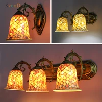Turkish Mosaic Shell Wall Lamp for Bedroom Kitchen Bar Living Room Wall Decor Outdoor Lighting Vintage Resin Wall Light Fixtures