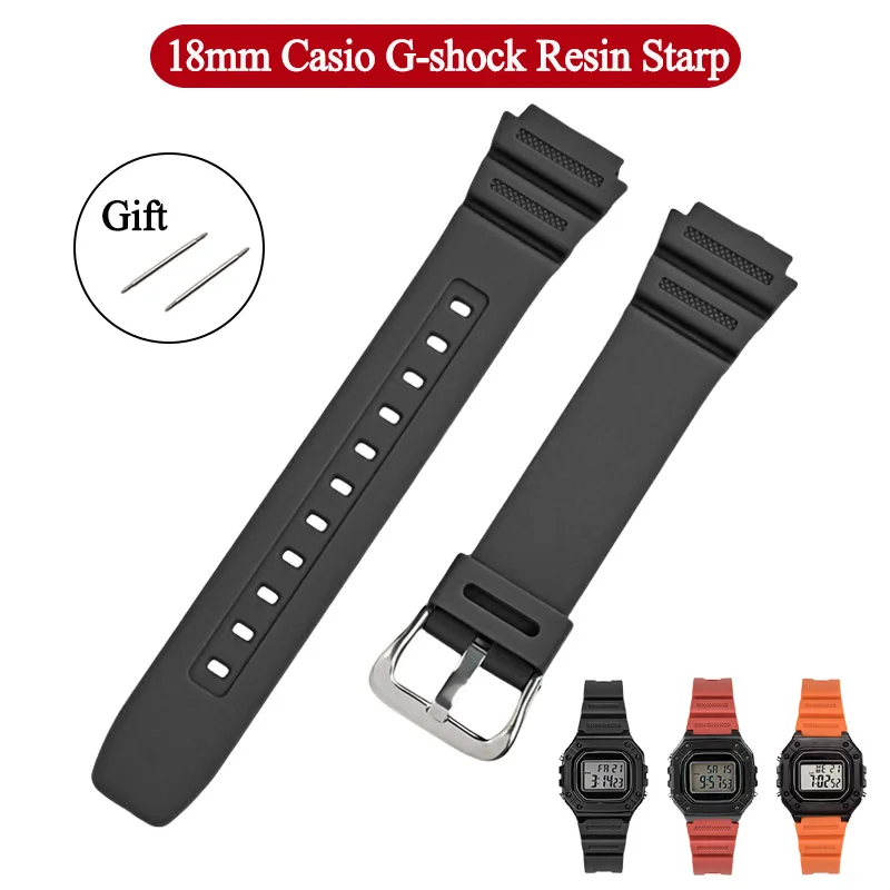 Фото Ремешок из смолы 18 мм для Casio G SHOCK AE-1200 1300 W-216H SGW-400, спортивный браслет, ремешок для часов, пряжка из нержавеющей стали, аксессуары для часов №1