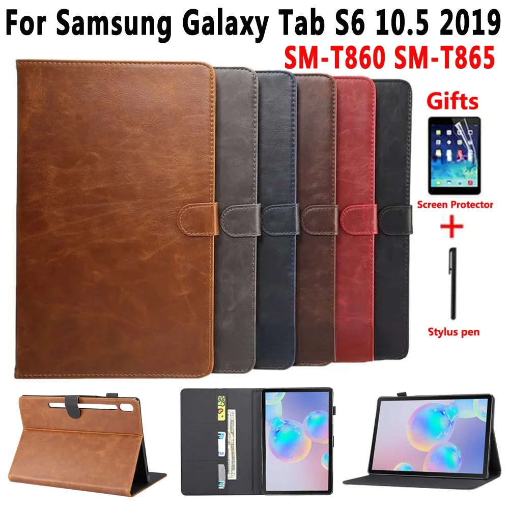 

Leather Case for Samsung Galaxy Tab S6 10.5 SM-T860 SM-T865 T860 T865 Cover Soft Smart Case for Samsung Tab S6 10.5 +Film+Pen