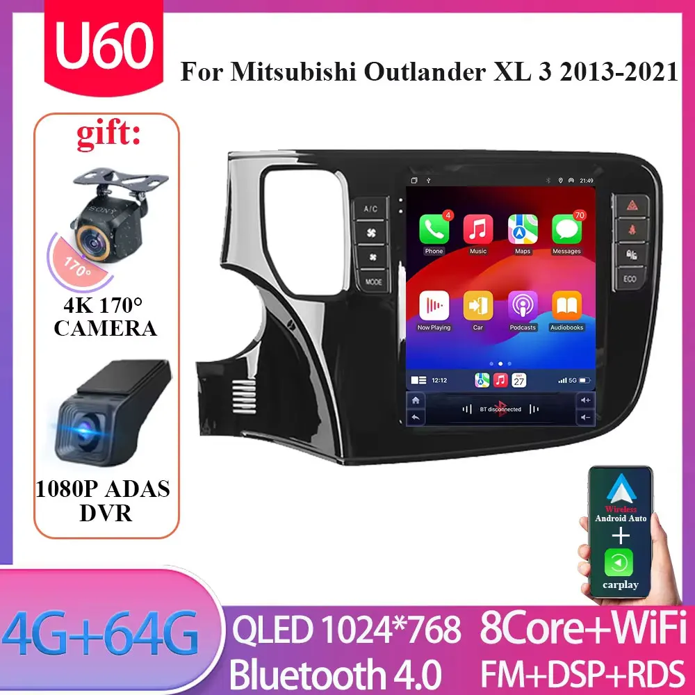 

9. 7-дюймовый автомобильный радиоприемник для Mitsubishi Outlander 2012-2019, беспроводной Android Auto15, автомобильный стерео радио, Carplay, GPS, мультимедийная навигация