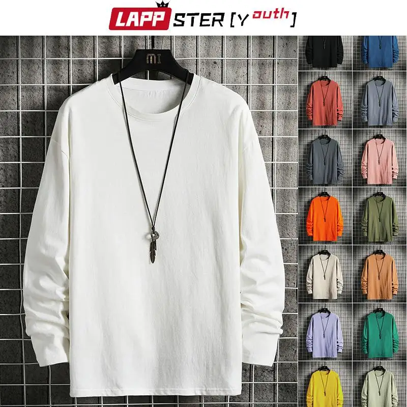 

LAPPSTER-Youth Harajuku White Long Sleeve Top 2022 Overszied Harajuku Graphic T Shirts Korean Fashion Cotton Vintage Tshirt