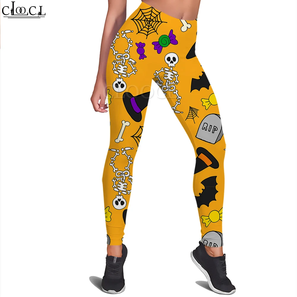 

CLOOCL Halloween Women Legging Bones Spider Web Magic Hat Candy Pattern 3D Legging Fashion Female High Waist Legging Yoga Pants