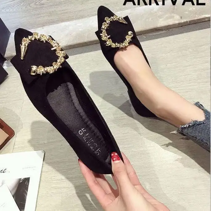 Flat Sole Single Shoe Women's 2023 New Pointed Shallow Cut Spring And Autumn Shoes Soft Sole Bean Shoes