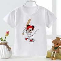 baseball boy mickey print disney white child t shirt four seasons short sleeve graphic hot selling sereies kids t shirt dropship