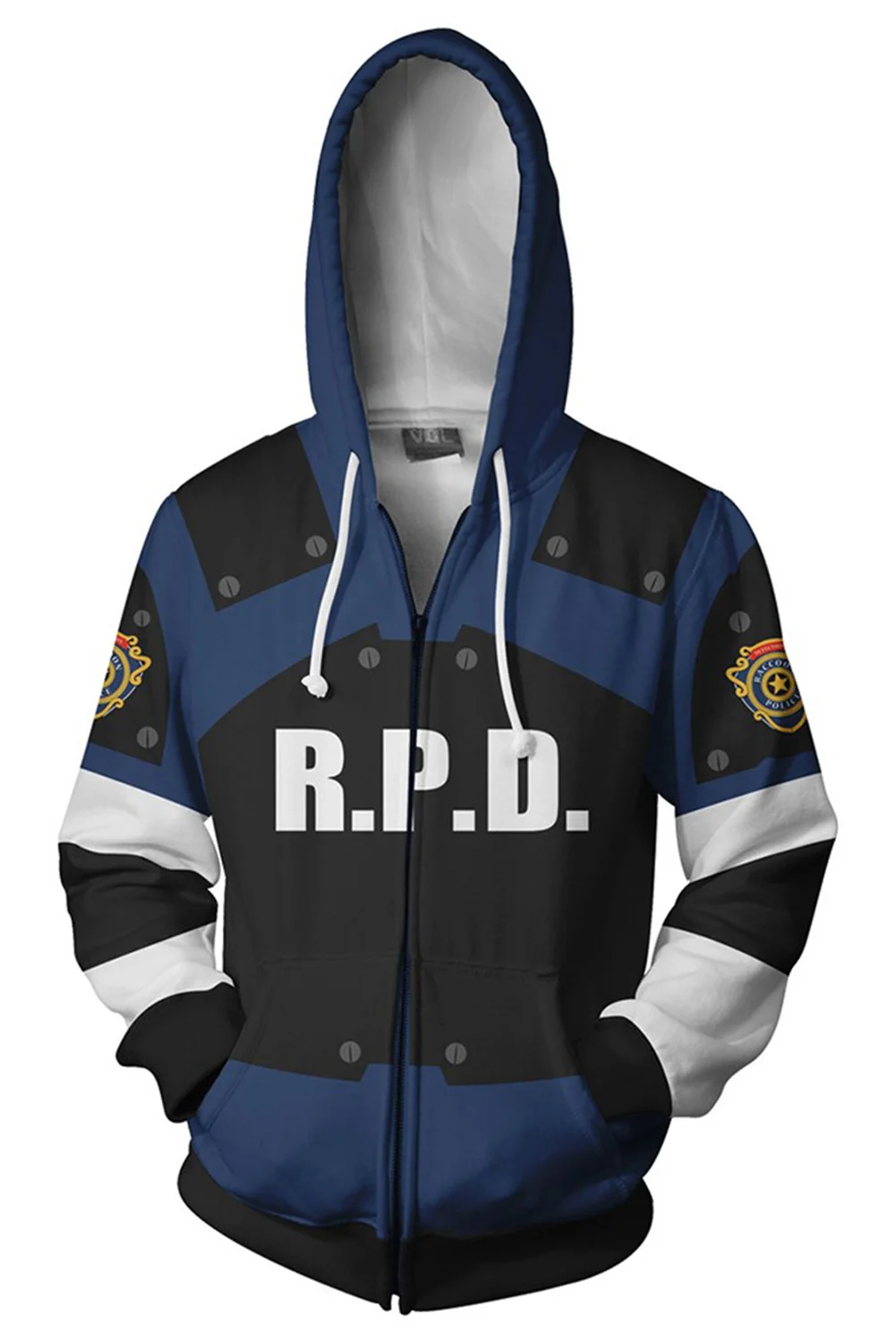 Leon Scott Kennedy Cosplay Hoodie Sweatershirt Causal Zipper Jacket Coat Costume Resident RPD Zipper Hooded Sweatshirt