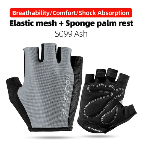 Велосипедные перчатки ROCKBROS, противоударные износостойкие дышащие митенки с открытыми пальцами для горных и дорожных велосипедов, спортивное оборудование для мужчин и женщин