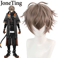 jt synthetic vtuber noctyx alban knox cosplay wig short light brown synthetic hair heat resistant unisex adult men women wig