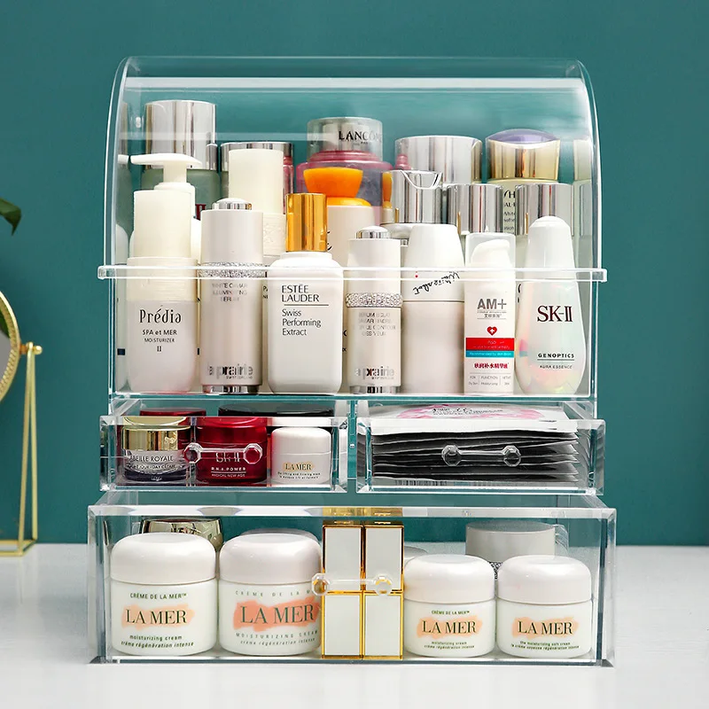 Transparent Makeup Organizer Woman Acrylic Perfume Organizers Dustproof Drawer Cosmetic Storage Box Lipstick Storage Container