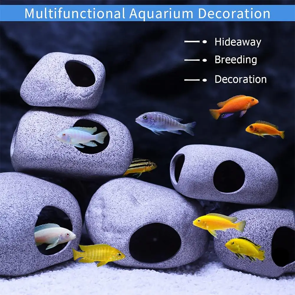 

Aquarium Decoration Cichlid Stone Ornaments Fish Shrimp Breeding Cave Marble Ceramic Stone Fish Tank Aquarium Decoration
