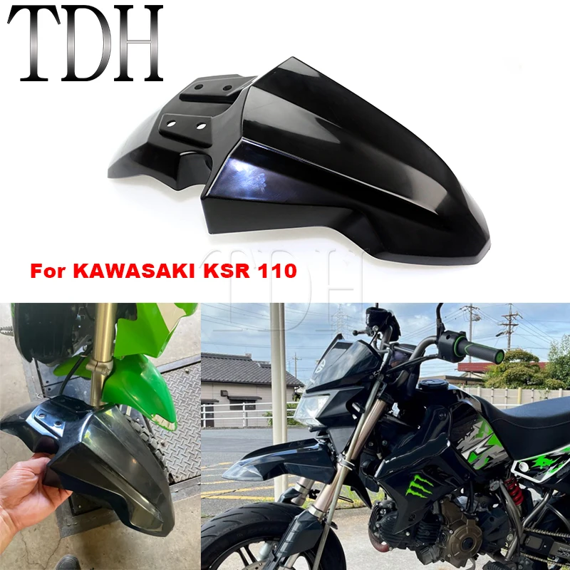 Фото Передние крылья для эндуро/супермото мотоциклов Kawasaki KSR 110, черные, для мотокросса, внедорожные, защитные №1
