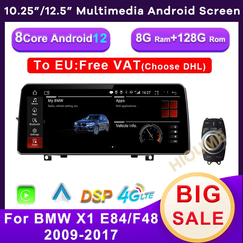 

10.25"/12.5" 8Core 8G+128G Android 12 Car Multimedia Player GPS Navigation Screen for BMW X1 E84 F48 2009-2017 Stereo CarPlay