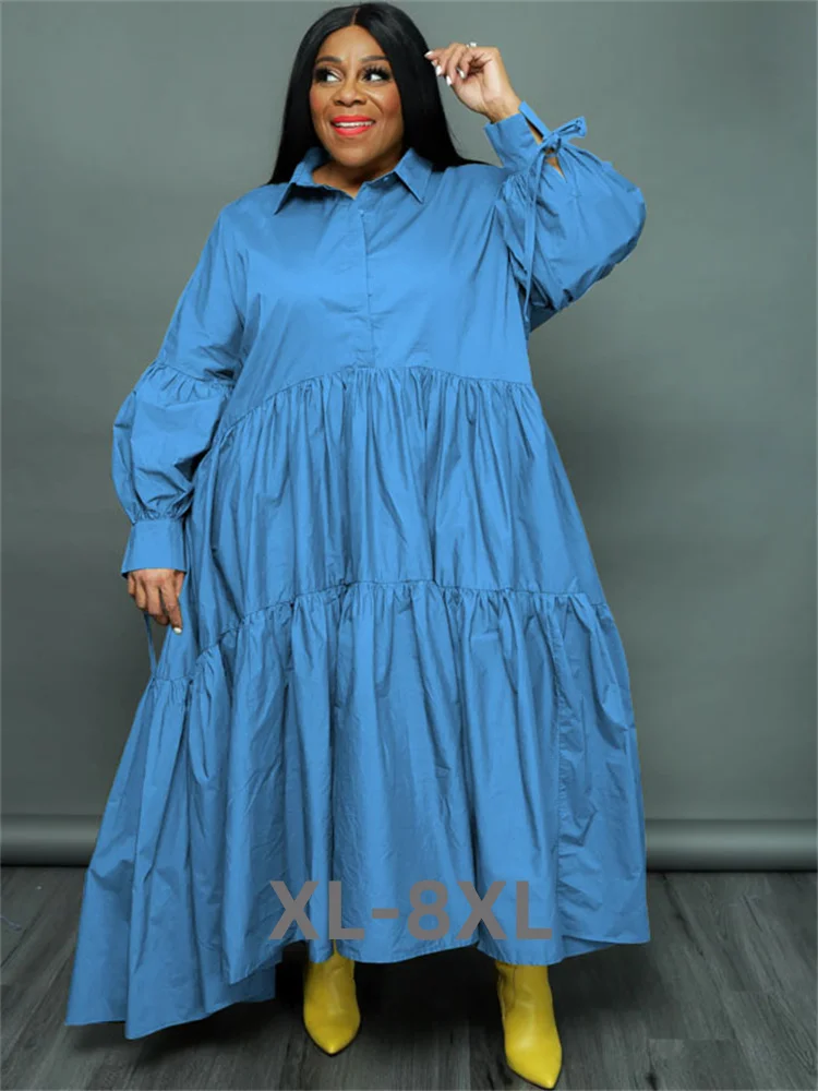 Plus Size Shirt Dresses for Women Clothing Casual Loose Big Swing Maxi Dress Fashion Streetwear Wholes 3xl 4xl 5xl 6xl