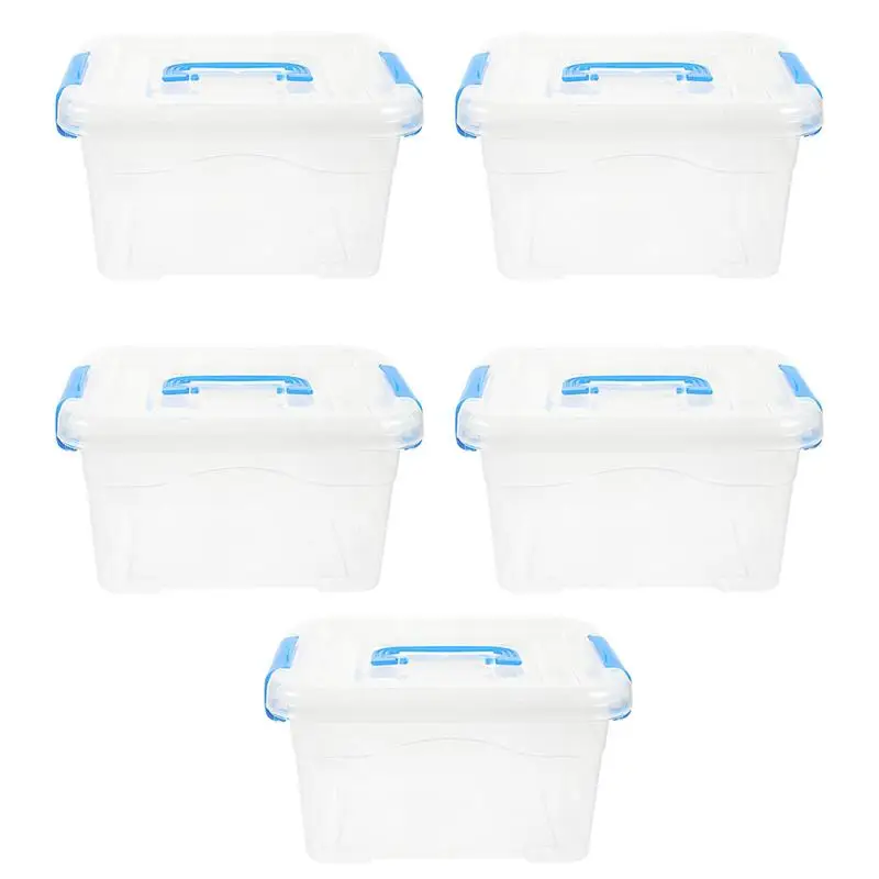 

5Pcs Plastic Storage Box with Lid Clear Tabletop Sundry Toy Organizer Container
