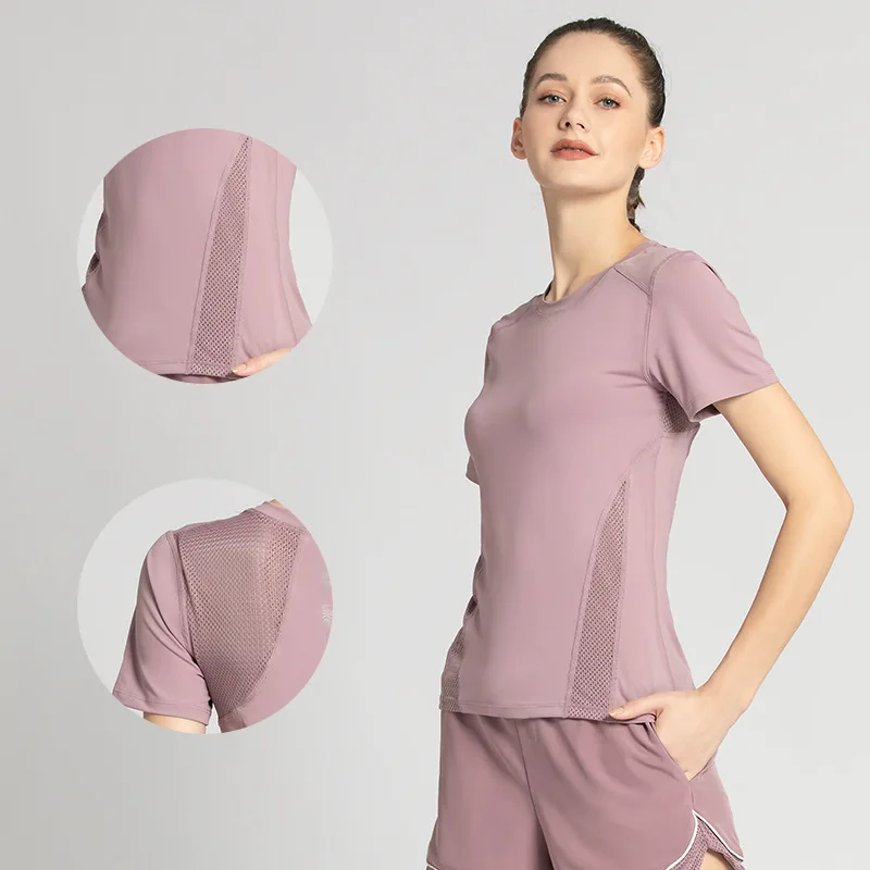 

Yoga suit summer women's short mesh gauze breathable loose naked quick drying outdoor running fitness sports suit women's clothi