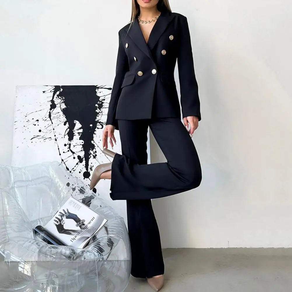 

Long Sleeves Cardigan Zipper Split Lapel Formal Pants Suit for Work