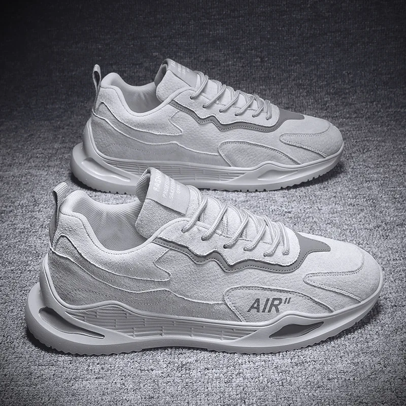 2021 Men Casual Sports Shoes Breathable Comfortable Mesh Lightweight Suede Shoes Men Fashion Simple Lace-up Sneakers