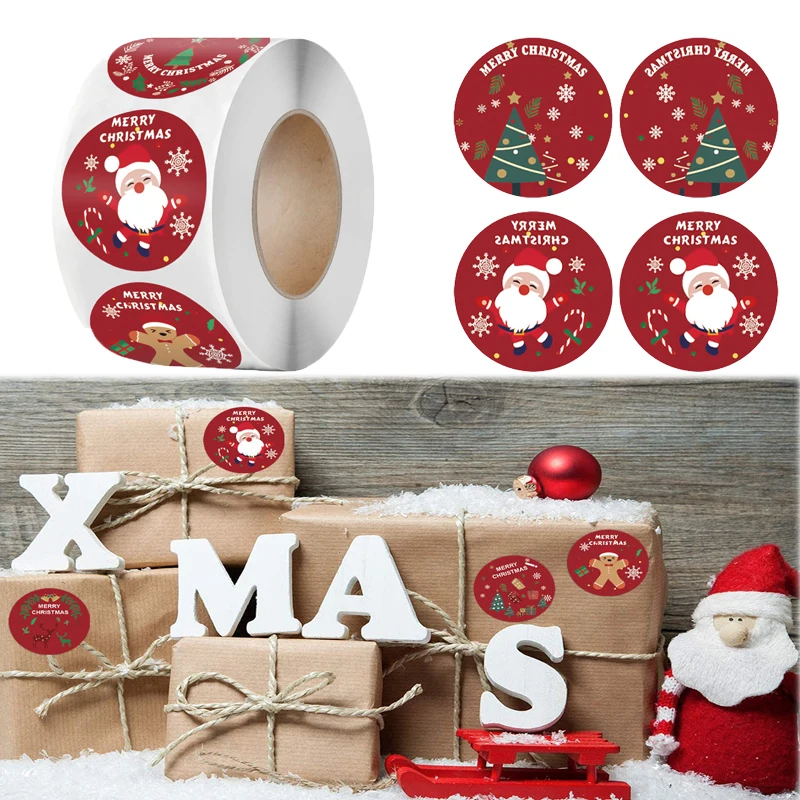 

Car Sticker Merry Christmas Decorations Tags Christmas Decorative Stickers Roll Decals Cowhide Self-adhesive Label