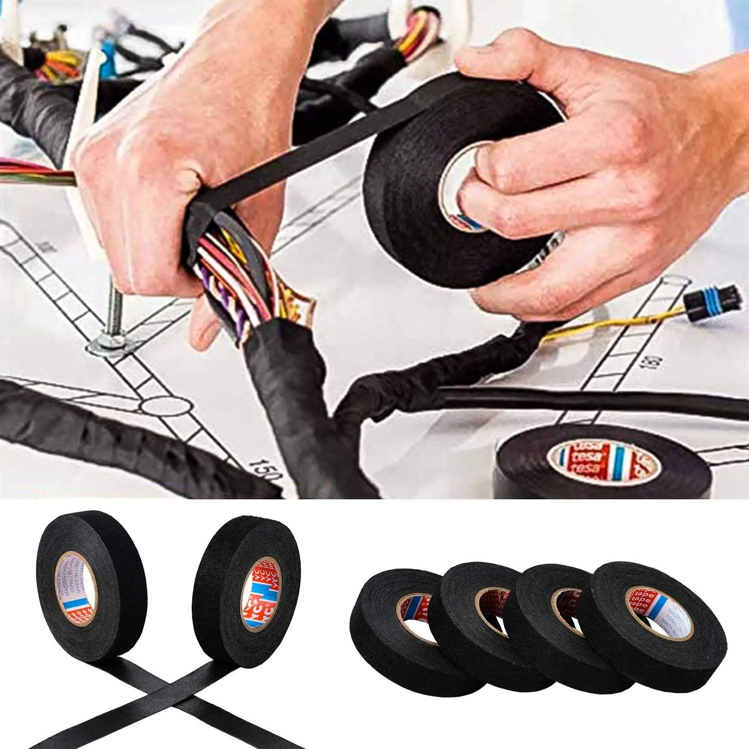 

15 Meter Heat-resistant Flame Retardant Tape Coroplast Adhesive Cloth Tape For Car Cable Harness Wiring Loom Protection Dropship