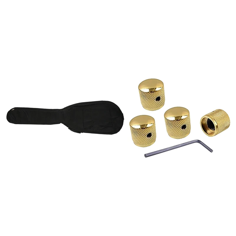 

1 Pcs Double Straps Bass Backpack Gig Bag Case & 4 Pcs Metal Volume Dome Tone Guitar Speed Control Knobs With Screws