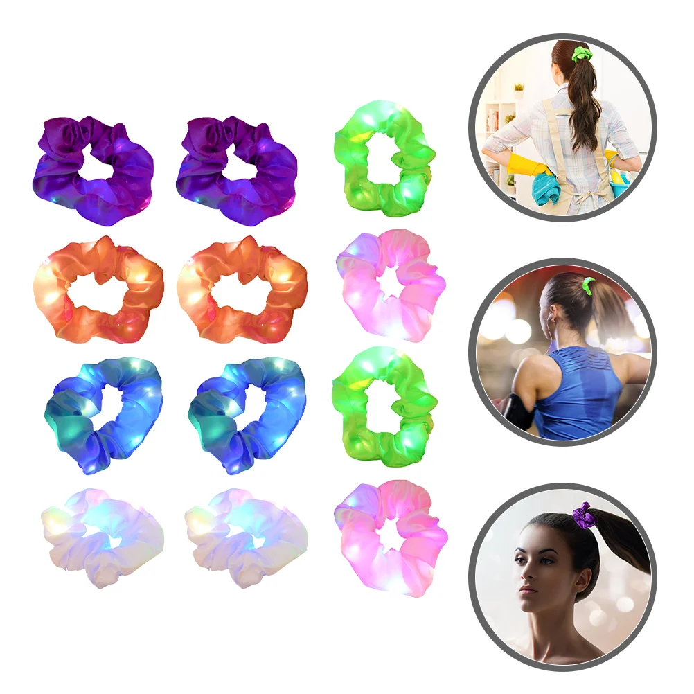 12 шт. светящиеся аксессуары для волос резинки с тремя шестернями и светодиодной