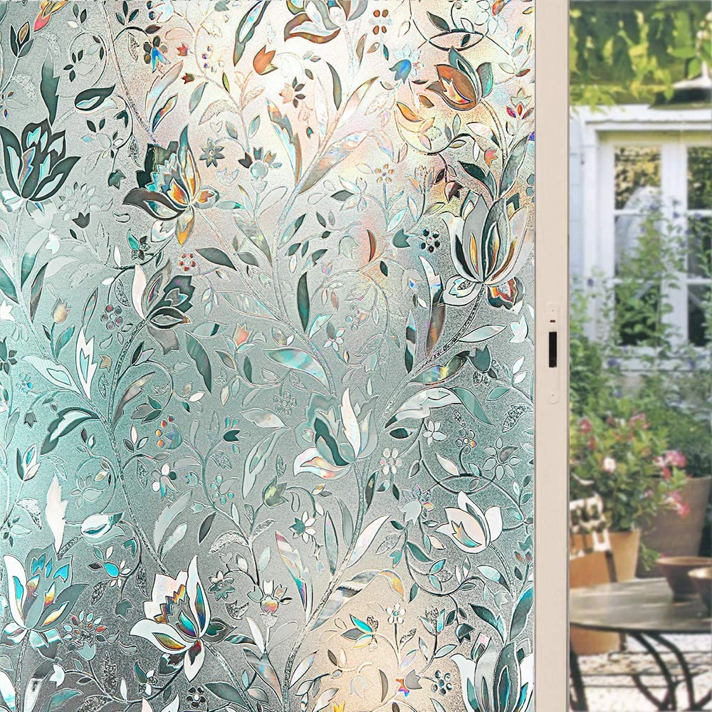 

3D Window Film Stained Glass Vinyl Static Non Adhesive Film Opaque Privacy Protective Tint for Home Heat Control Sticker
