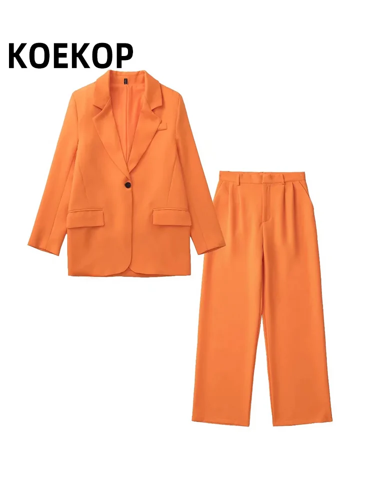 

Женский однотонный Блейзер на одной пуговице и винтажные брюки