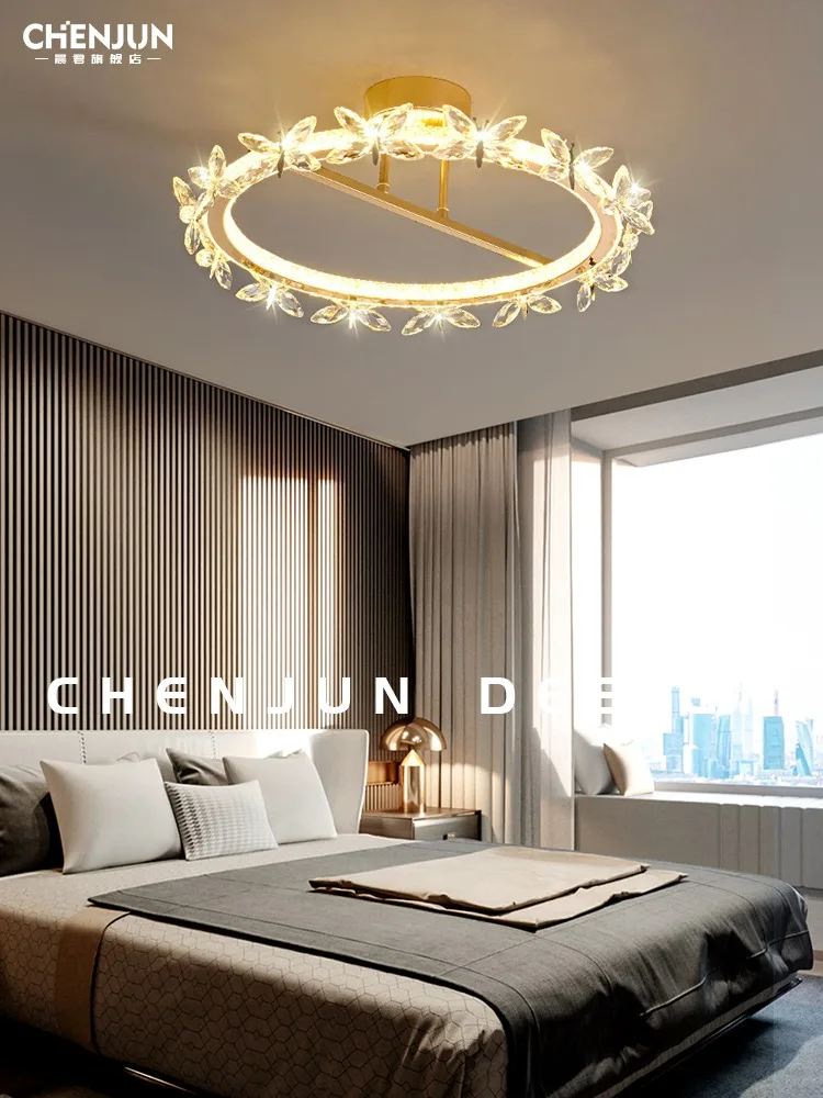 Light Luxury Crystal Ceiling Lamp Bedroom Light Nordic Simple Modern Children's round Led Room Main Lights Red Lamps