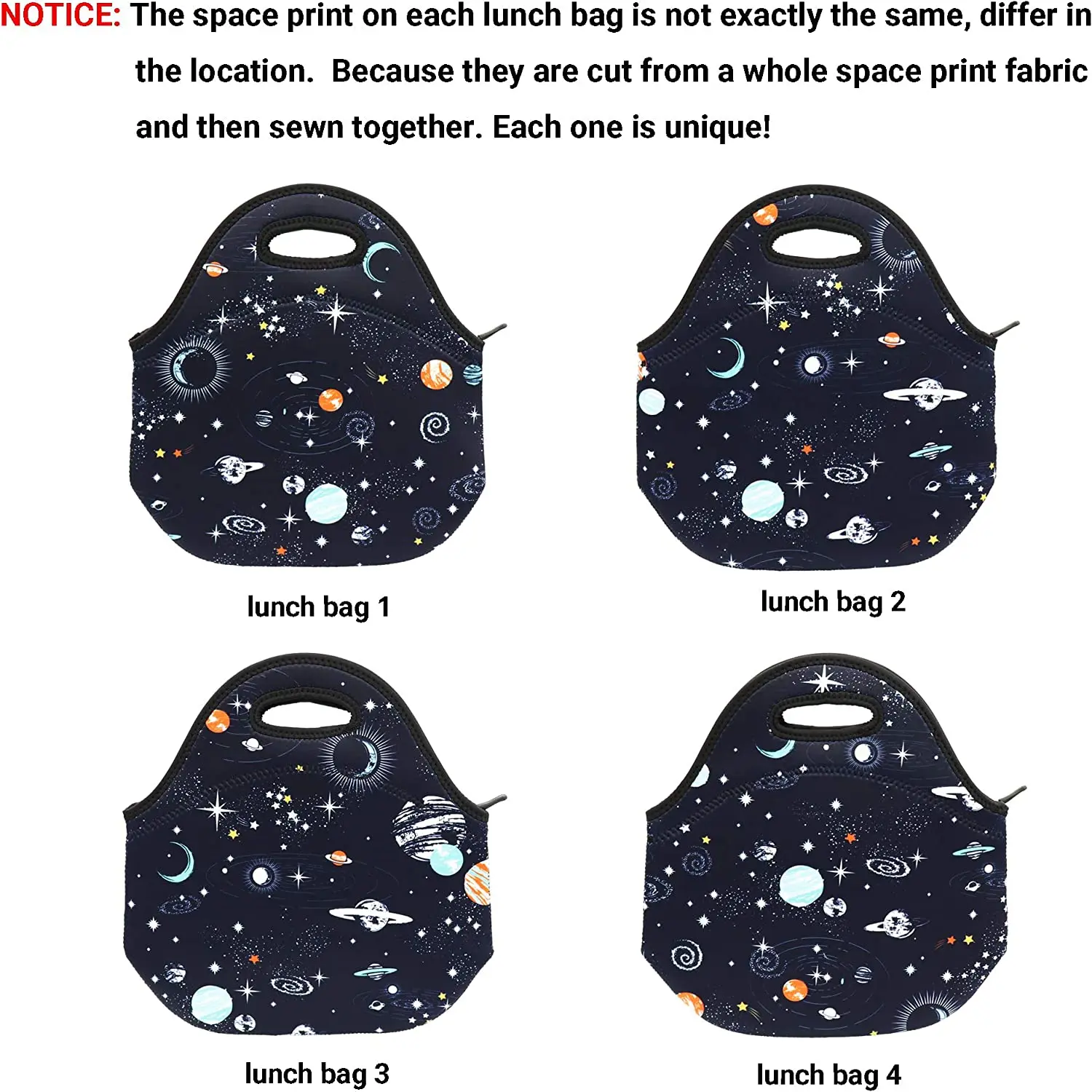 Neoprene Lunch Bag for Kids Insulated Lunch Box Tote for Women Men Adult Teens Boys Teenage Girls Toddlers Space planet images - 6