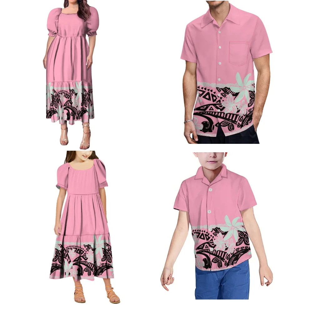 Комплект для пары женское модное платье с пышными рукавами и мужской рубашкой