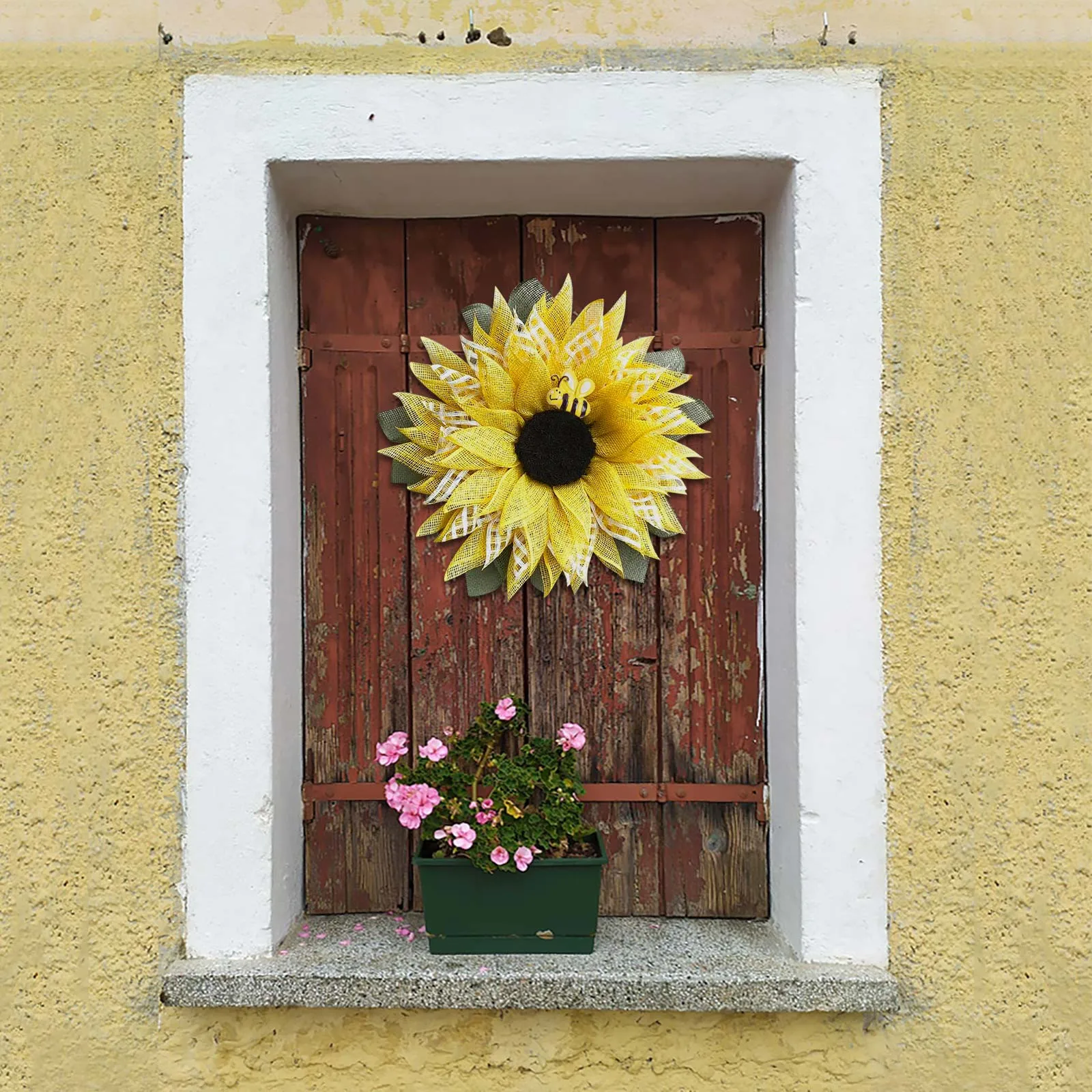 

Simulation Leaf Bee SunflowerWreath Artificial Garland Hanging Pendants Wedding