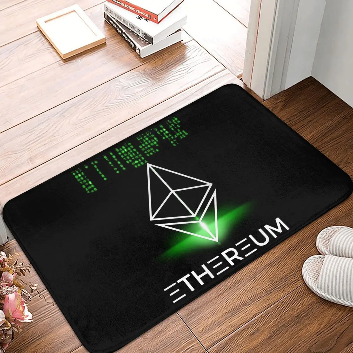 

Кухонный Противоскользящий ковер Ethereum для криптовалют, зеленый фланелевый коврик для кодирования, приветствующий коврик, напольный декора...