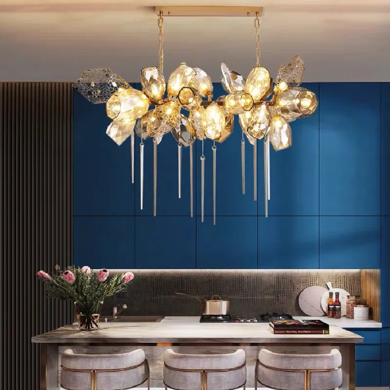 

Nordic Luxury Villa Glass Pendant Lights Duplex Stairs Living Room Art Metal Lamp Chain Hanging Lustre Fixtures home decor art