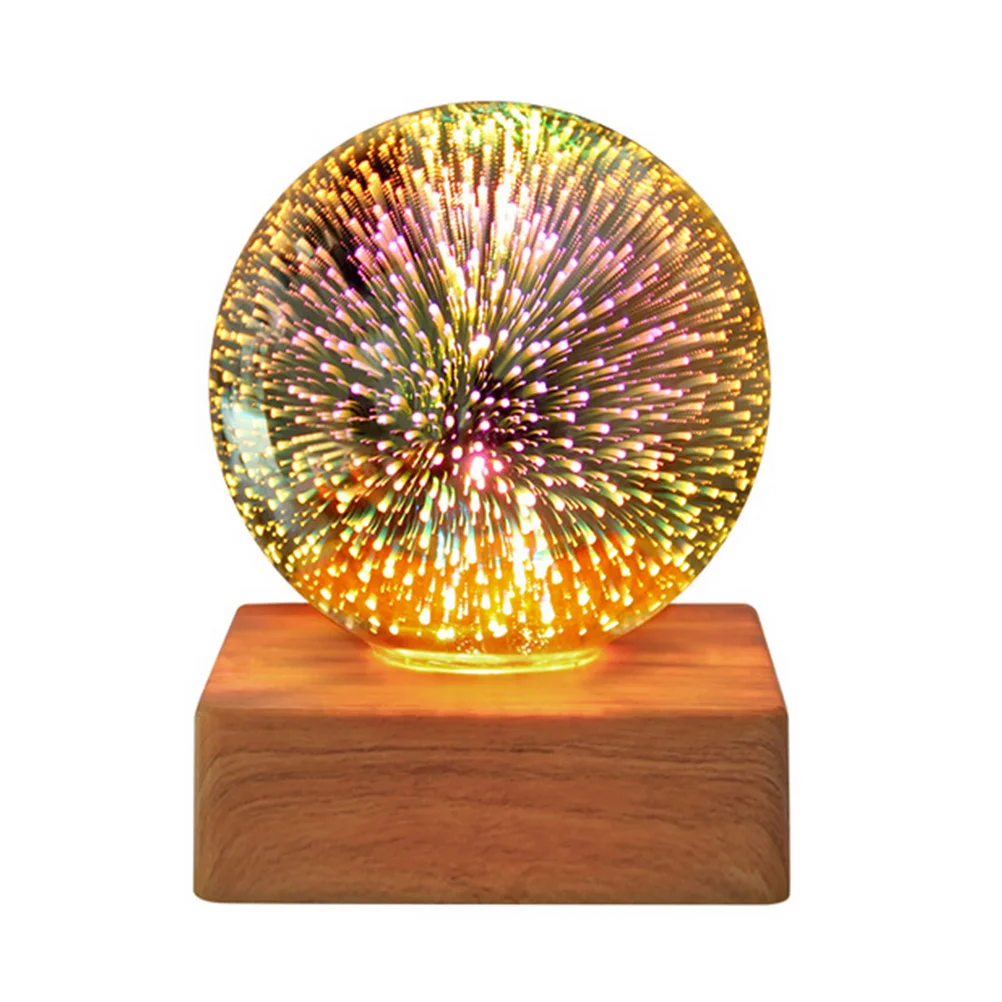 

Night Light Glass Decor Decorative Bedside Sleep Lamp Projection Adornment Atmosphere Wooden Chic Decoration Romantic Small