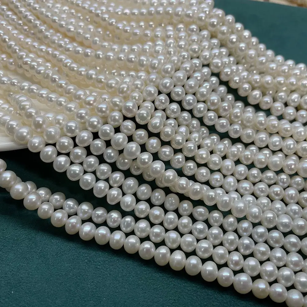 

6-7MM 66Pcs/Strand Nearly Round 100% AA+ Light Natural Freshwater Pearl Earring Charms Jewelry Loose Beads