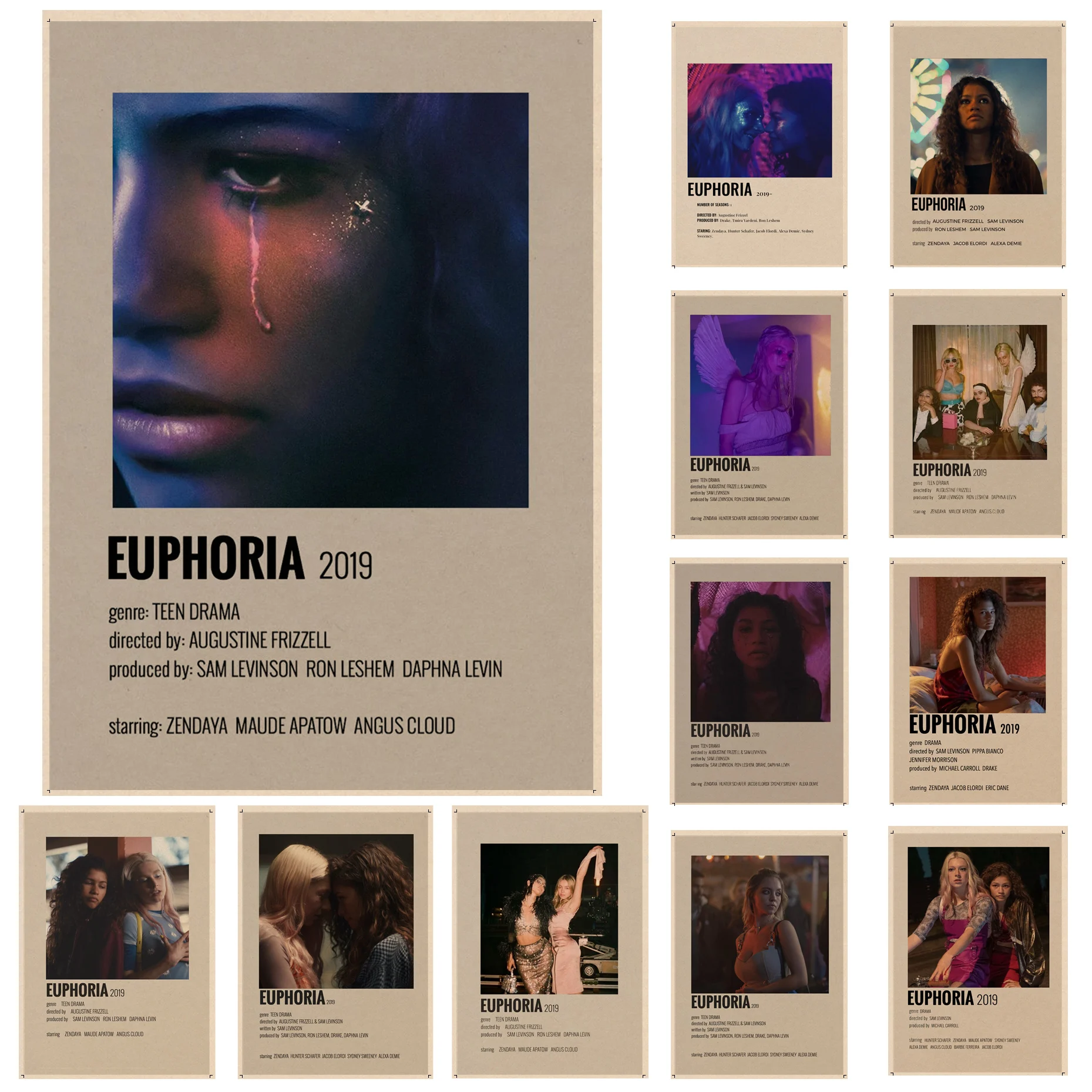 

TV Euphoria Movie Posters Kraft Paper Prints And Posters Posters Wall Stickers