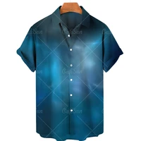 mens casual short seeved shirt 3d gradient printed shirt hawaiian fancy shirt lapel single breasted beach top 2022