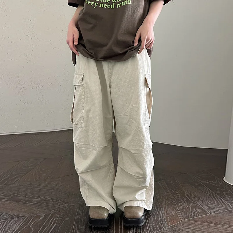 

Summer Drawstring Zip Cargo Pants Women y2k Clothes Loose Hip Hop Pants Jogger Fashion Casual Retro Wide Leg Pants