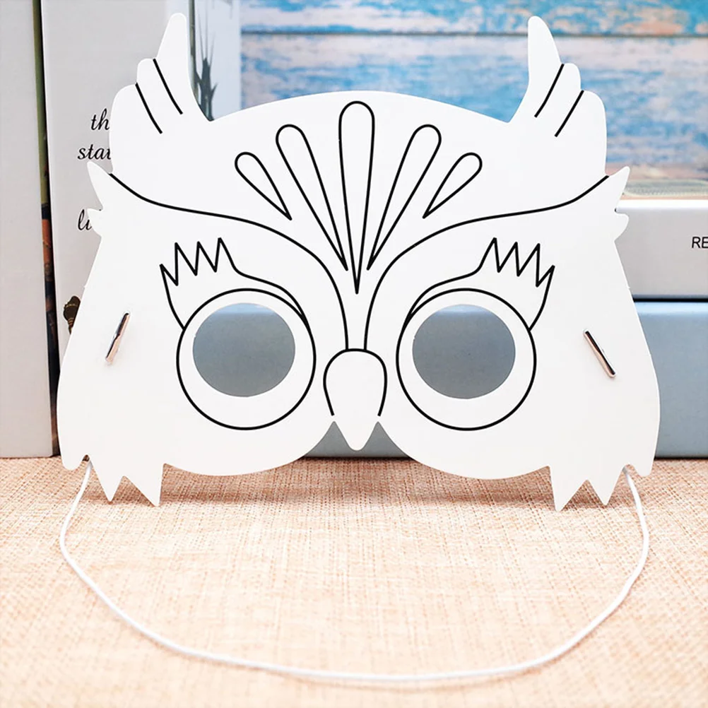 

10PCS DIY Painting Owl Paper Mask Funny DIY Colored Drawing Owl Mask Creative DIY Color Filling Paintings Mold DIY Blank
