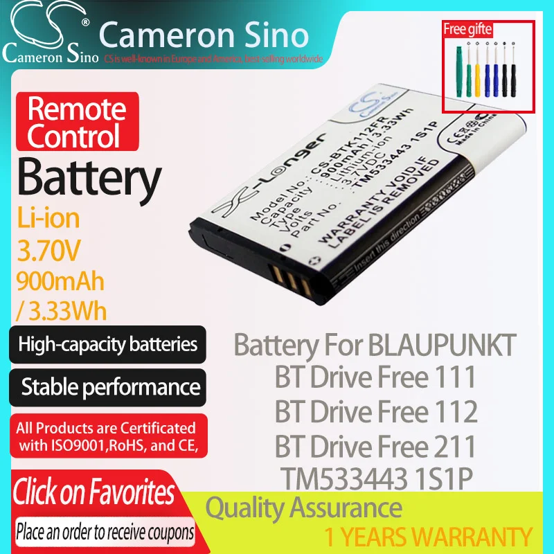 CameronSino Battery for BLAUPUNKT BT Drive Free 111 112 211 