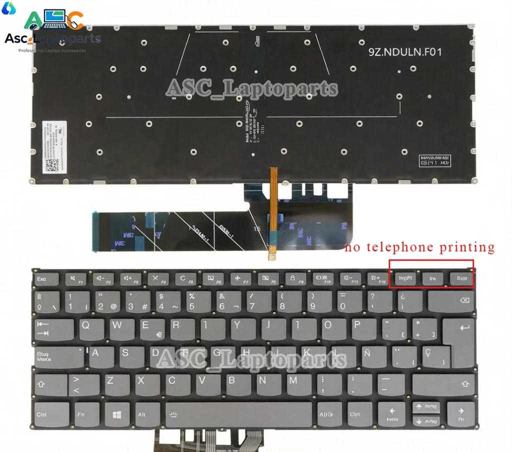 Фото Новая латинско-испанская клавиатура для Lenovo ThinkBook 13s-IWL 13s-IML 14s-IWL 14s-IML 14-IIL Type 20SL 14-IML plus 20TG серого цвета с подсветкой №3