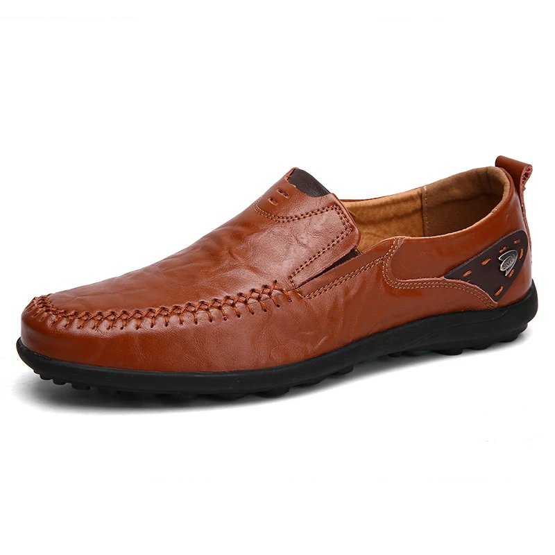 

2022 Hand-stitched cow leather men's loafers comfortable slip-on driving casual shoes soft bottom big size38-47 shoes men