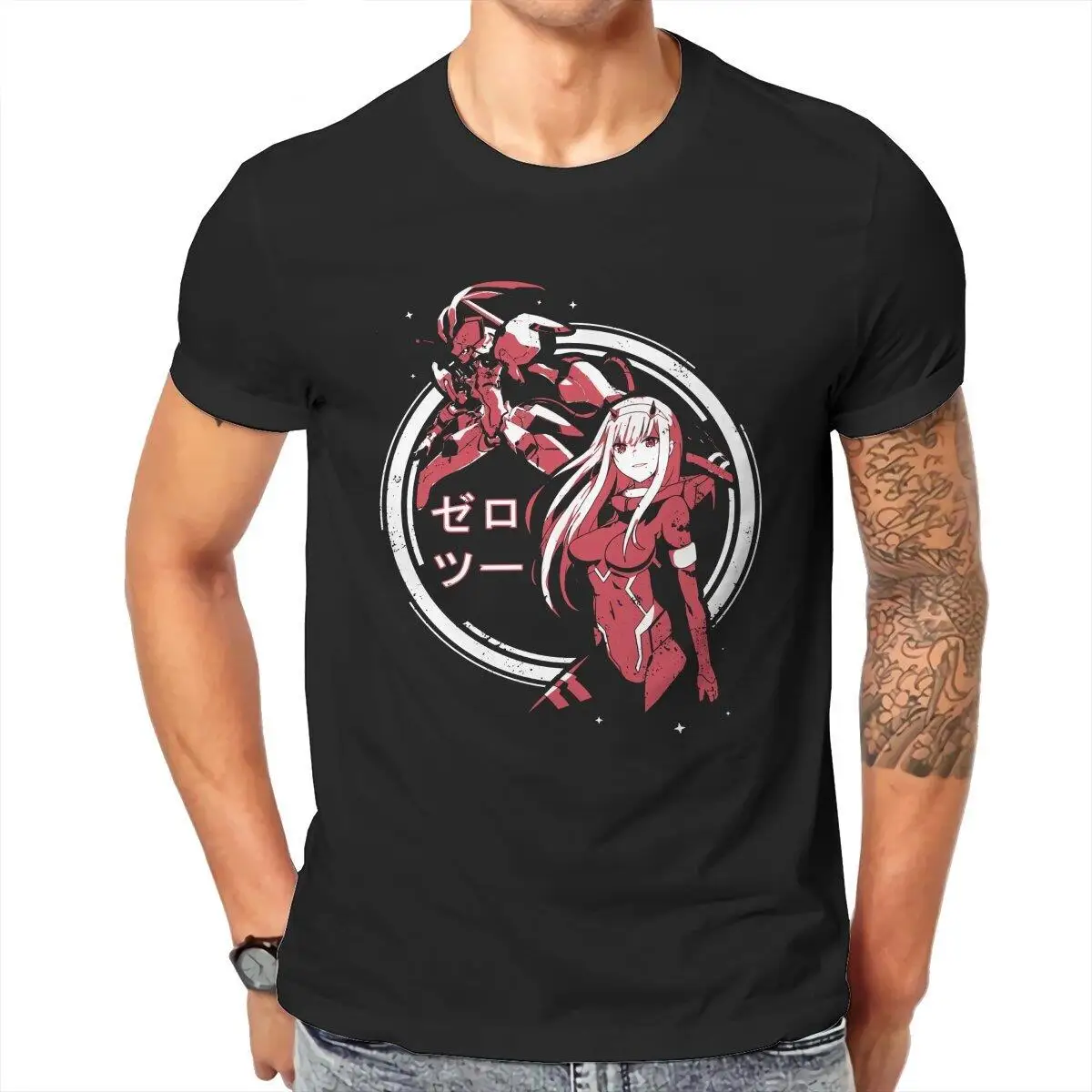 Amazing Darling In The Franxx Cute Girl  T-Shirts Men Pure Cotton T Shirt Japanese Anime Zero Two Tee Shirt Graphic Printed Tops