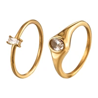 ailinfa high quality titanium steel ring diamond set zircon rectangular oval ring female 14k ring jewelry
