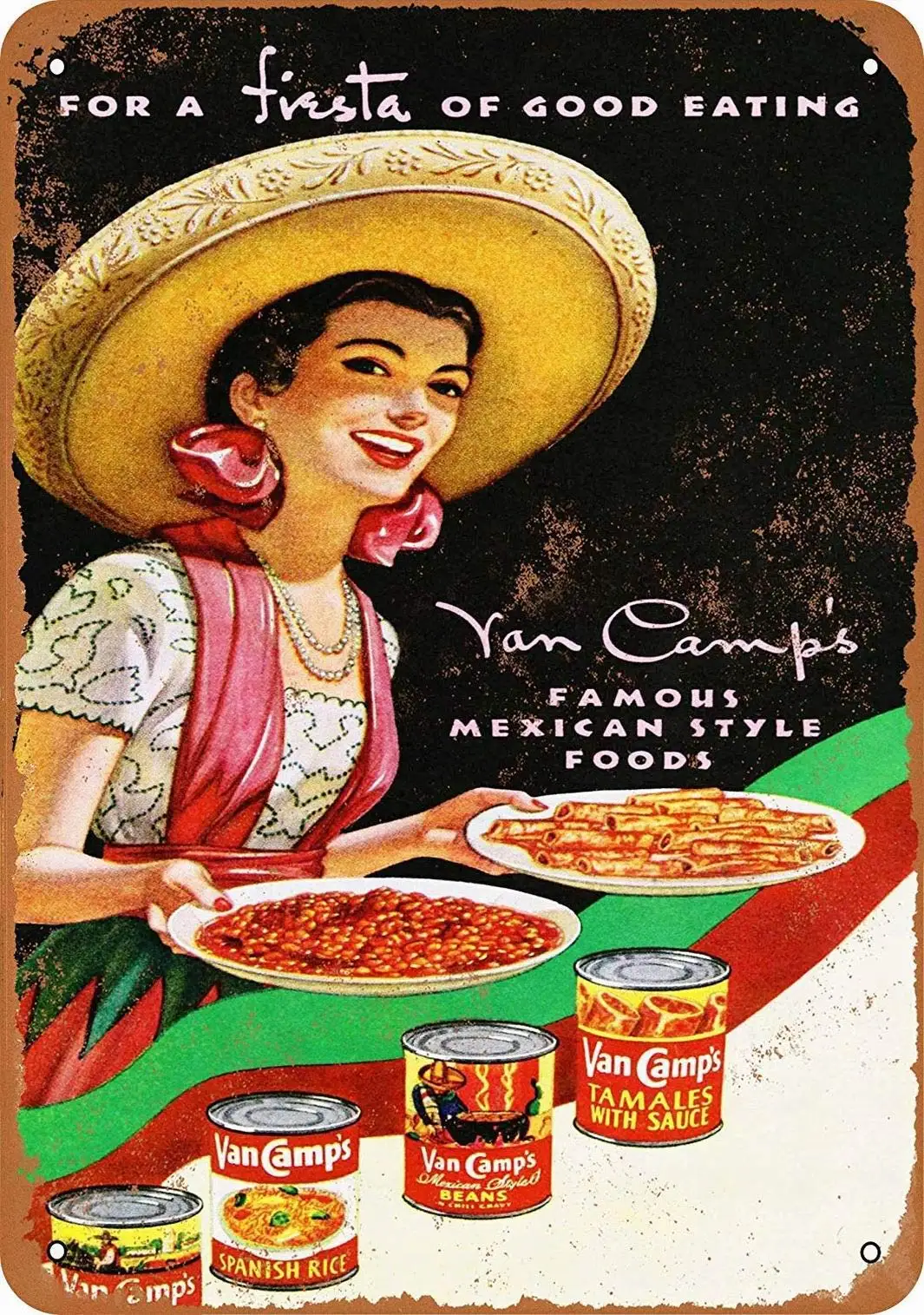 

Bobdsa Mrute 8 x 12 Metal Sign - Van Camps Mexican Foods - Retro Wall Decor Home Decor Vintage Signs