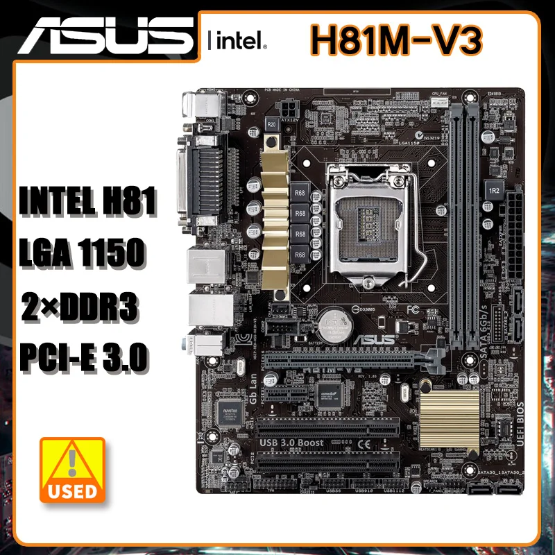 

ASUS H81M-V3 LGA 1150 Motherboard DDR3 Motherboard 1150 Intel H81 16GB SATA III USB3.0 Micro ATX For Intel Xeon E3-1270 V3 cpus