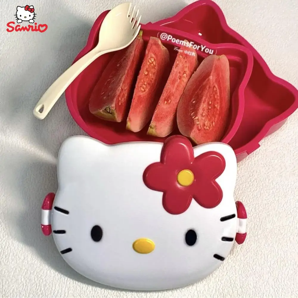 

New Kawaii Hello Kittys Sanrios Cartoon Anime Lunch Box Girl Cute Lunch Box Student Lunch Box Fruit Box Children's Gift