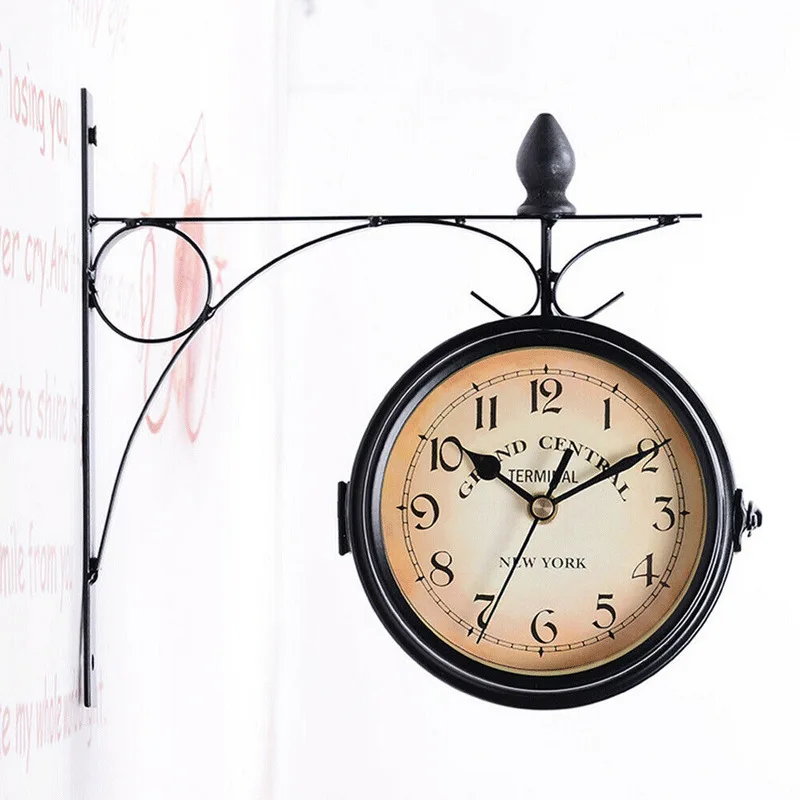 

Hot Sale Dual Face Paddington Wall Clock Black Outdoor Garden Decor Wall Clock Clocks Wall Home Decor