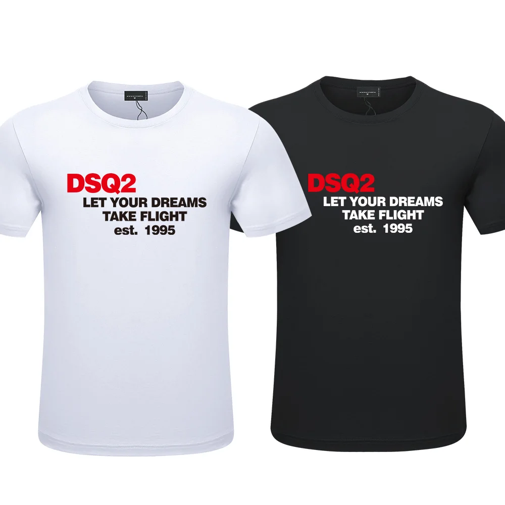

2023 DSQ2 Brand Mens Summer T-Shirt Print ICON High Quality Cotton Mens Womens Casual Loose Short Sleeve Couple T-shirt Hip Hop