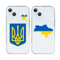 ukraine flag badge transparent case for iphone 11 12 13 pro max mini x xr xs 7 8 plus se22 yellow blue soft silicone back case