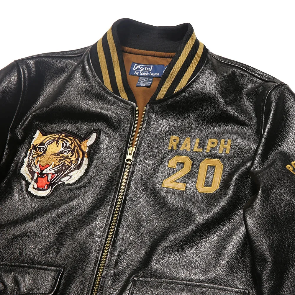 Высококачественная Мужская кожаная куртка с воротником-стойкой бейсбольная